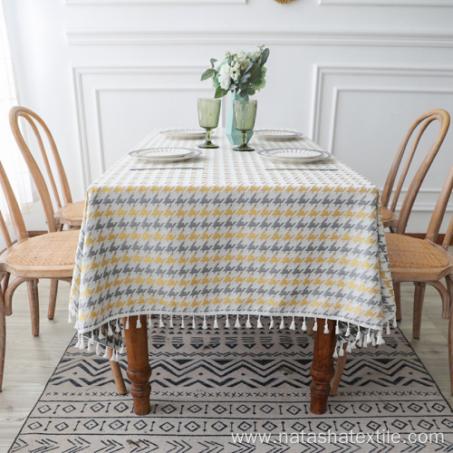 polyester and linen houndstooth thickened table cloth